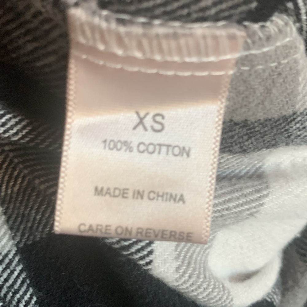 Plaid flannel dress with fringe frayed bottom black gray white size XS hayride - Picture 8 of 9